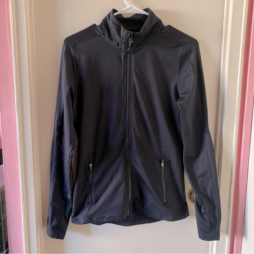 Target Black Zip Up Athleisure Jacket with Thumb Holes and Pockets